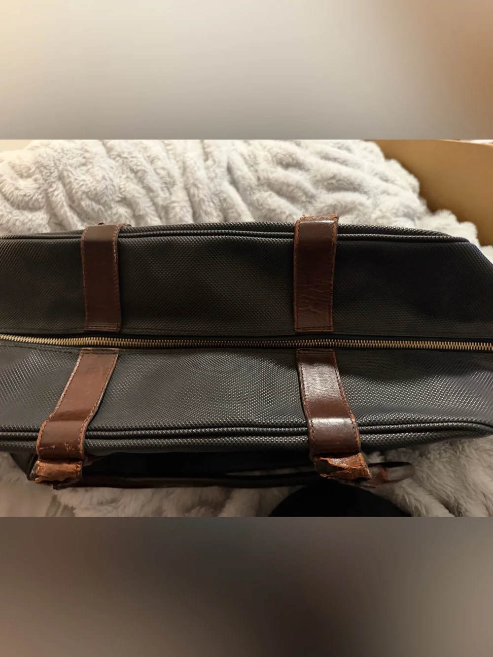 Bottega Veneta Black Weekender Bag with Brown Leather Handles